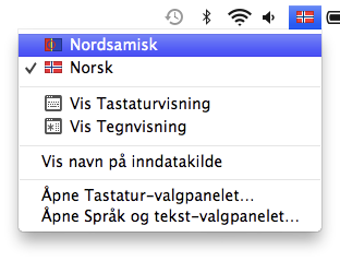 Velg samisk tastatur for skriving