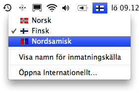 Choose the Sami keyboard